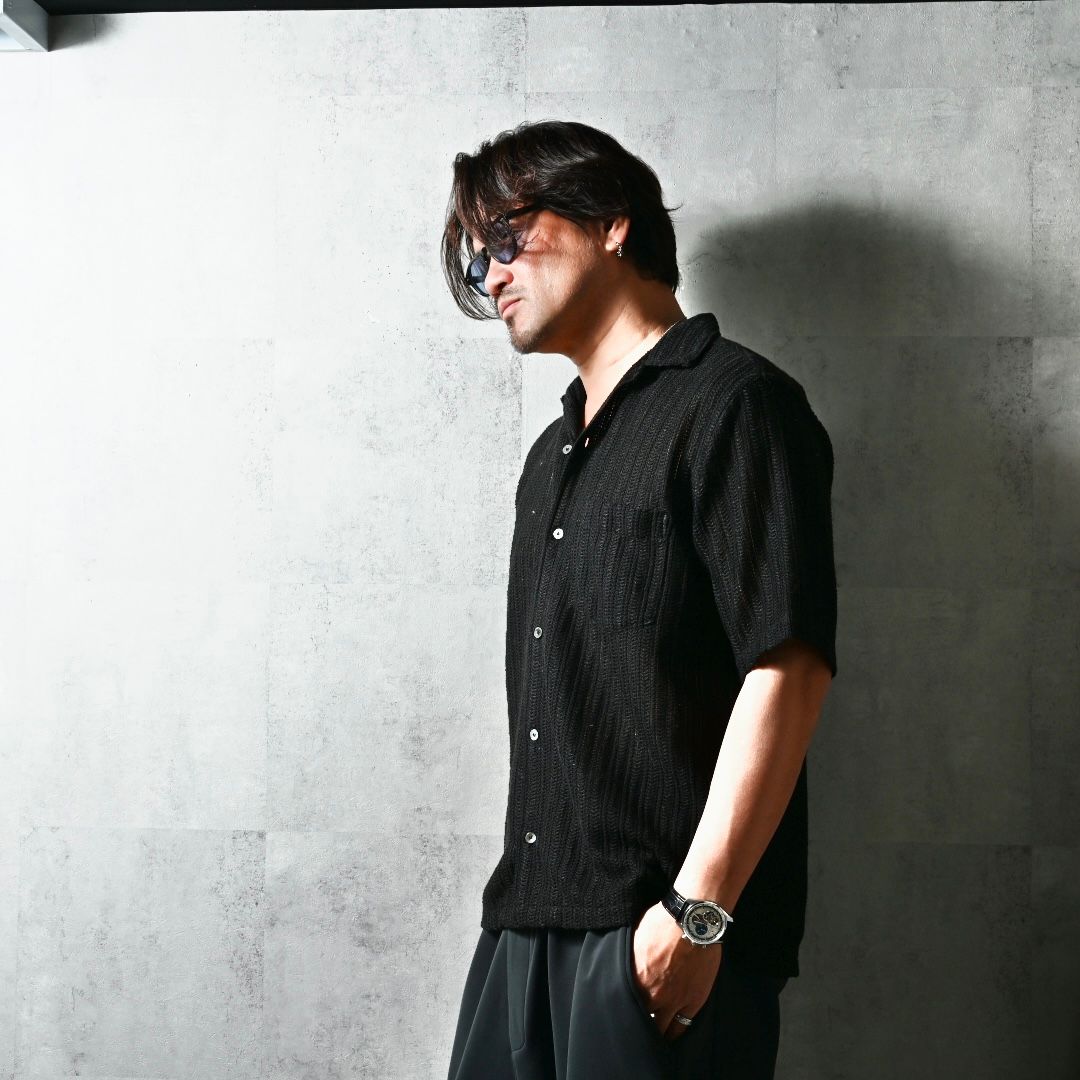 RUSSEL SHIRTS / DP1-SH-004 / ラッセル織り半袖シャツ / ブラック (3月中旬入荷予定)