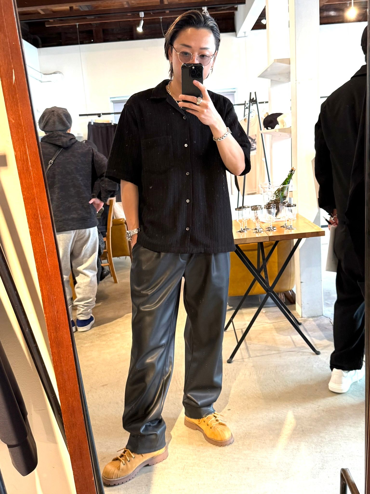 RUSSEL SHIRTS / DP1-SH-004 / ラッセル織り半袖シャツ / ブラック (3月中旬入荷予定)