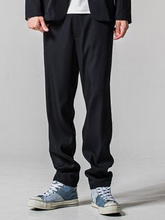 PAT WIDE EASY PANTS / RC39-ST-036BN / サテンワイドテーパードパンツ / ブラック (2月下旬入荷予定)