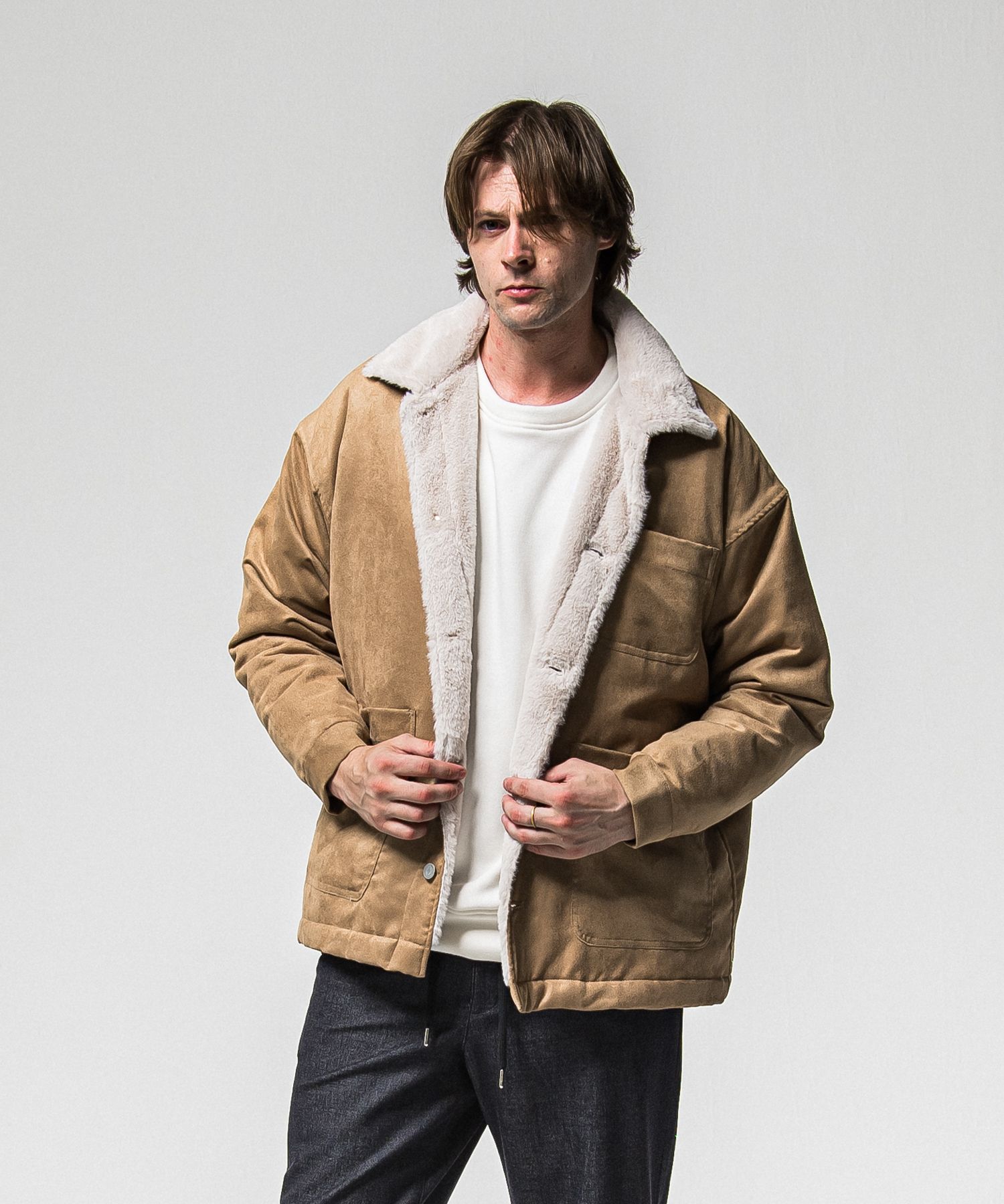SUEDE FUR CAVER ALL / RC38-JK-003 / スエードファーカバーオール / ブラウン (11月中旬入荷予定)