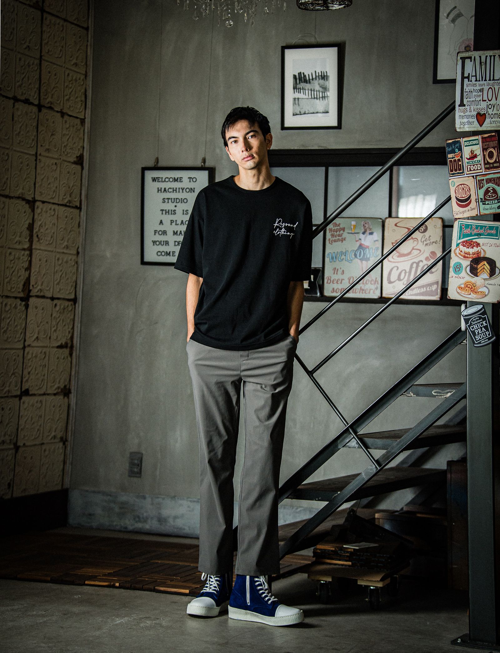 CHRIS EASY WIDE PANTS / RC31-ST-016W / ナイロンワイドパンツ / チャコール