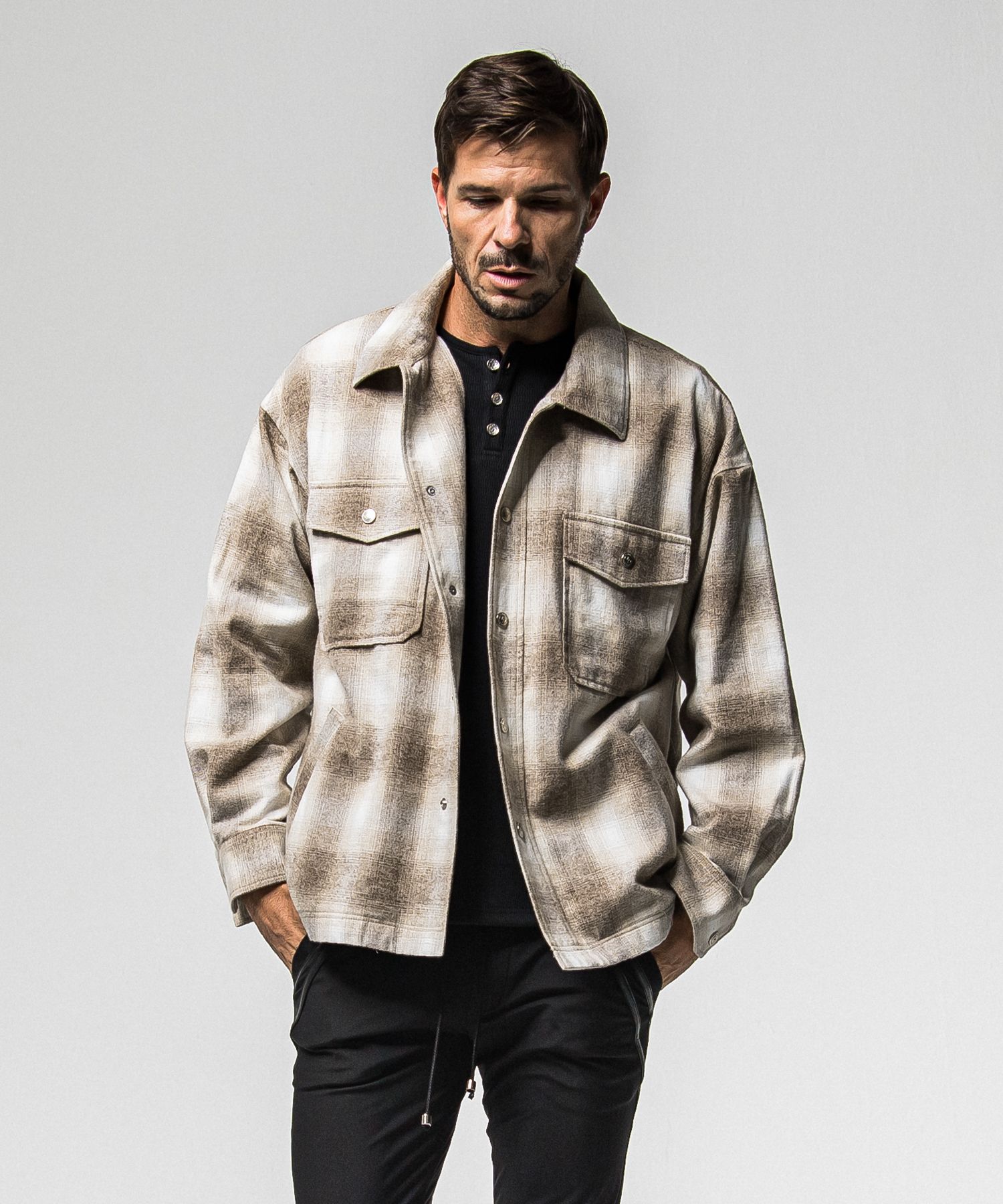 FLANNEL CHECK JK / RC38-JK-007 / フランネルチェックCPOジャケット / ブラウン (10月中旬入荷予定)