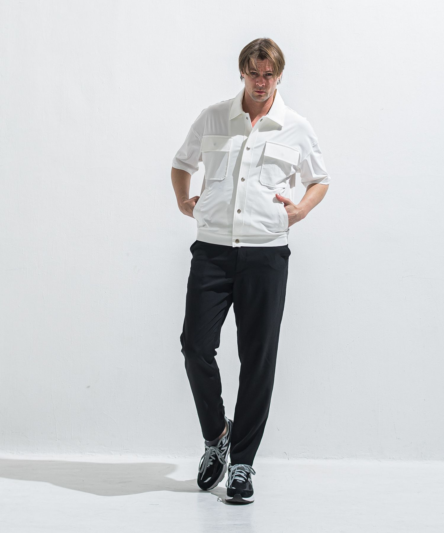 PAT WIDE EASY PANTS / RC40-ST-036BN / ワイドテーパードパンツ / ツイルブラック (4月中旬入荷予定)