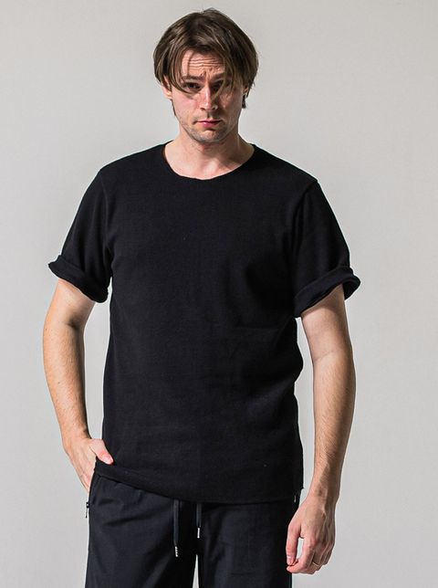 CUT OFF THERMAL TEE / RC39-T-003 / サーマルロールアップTシャツ / ブラック (3月中旬入荷予定)