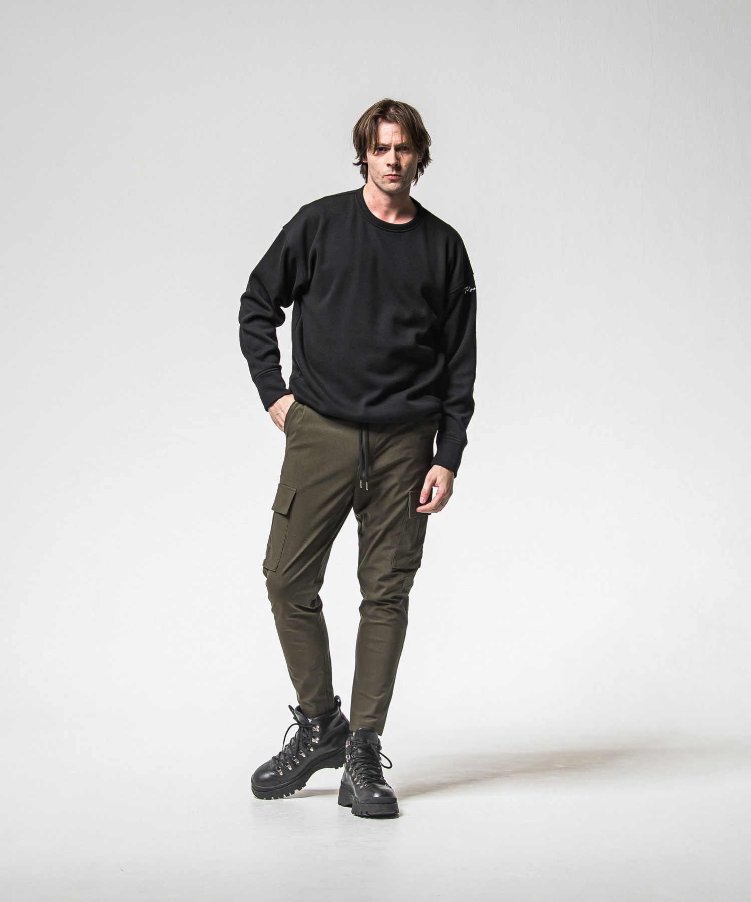 SUEDE DROP TRAINER / RC38-C-005 / スエードトレーナー / ブラック (1月上旬入荷予定)