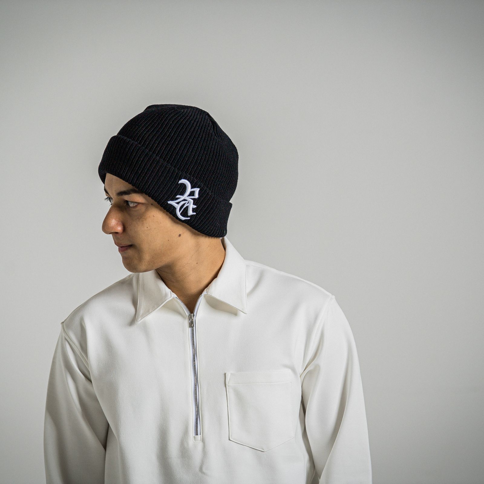 COTTON KNIT CAP / RC34-CAP-004 / コットンニットキャップ / ブラック×ホワイト