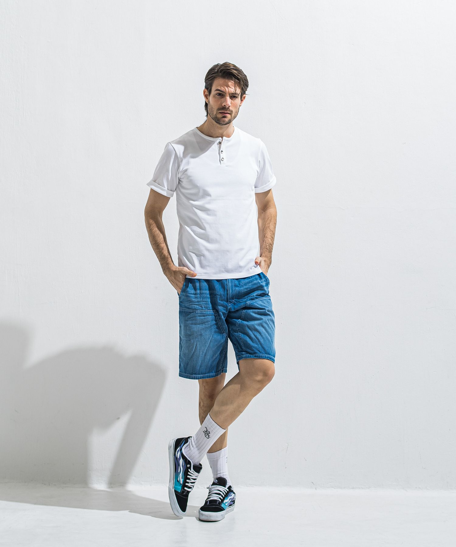 ROLL UP HENRY T / RC40-T-005 / ロールアップヘンリーネックTシャツ / ホワイト (4月中旬入荷予定)