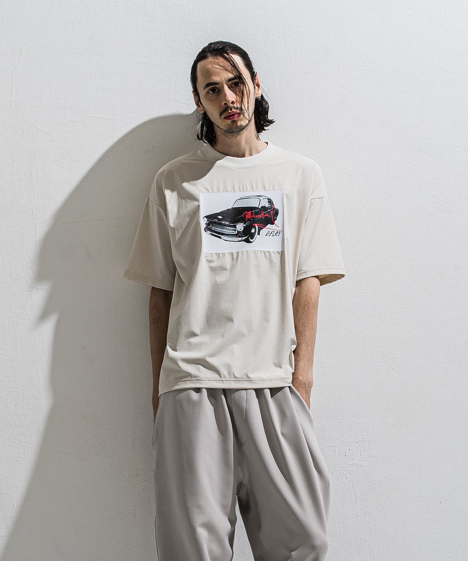 CAR OVER NYLON T / DP1-T-004 / カープリントナイロンビッグTシャツ / グレージュ (4月上旬入荷予定)