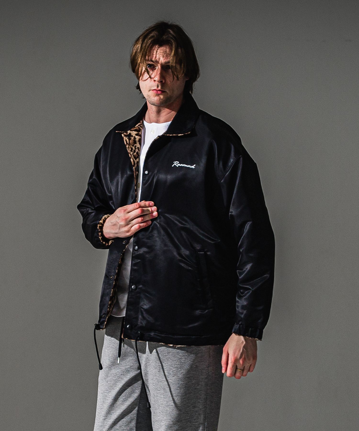 REV COACH JK / RC41-JK-010 / リバーシブルコーチジャケット / ブラック×レオパード (9月下旬入荷予定)
