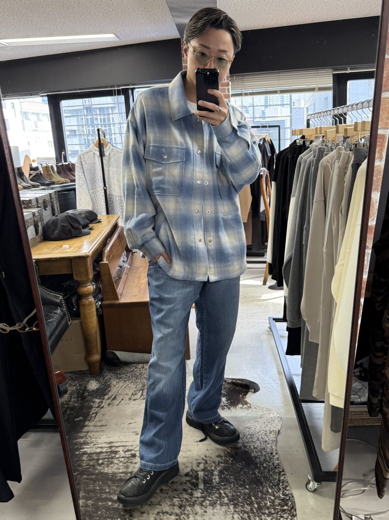 FLANNEL CHECK JK / RC41-JK-006 / フランネルチェックCPOジャケット / サックスブルー (8月下旬入荷予定)