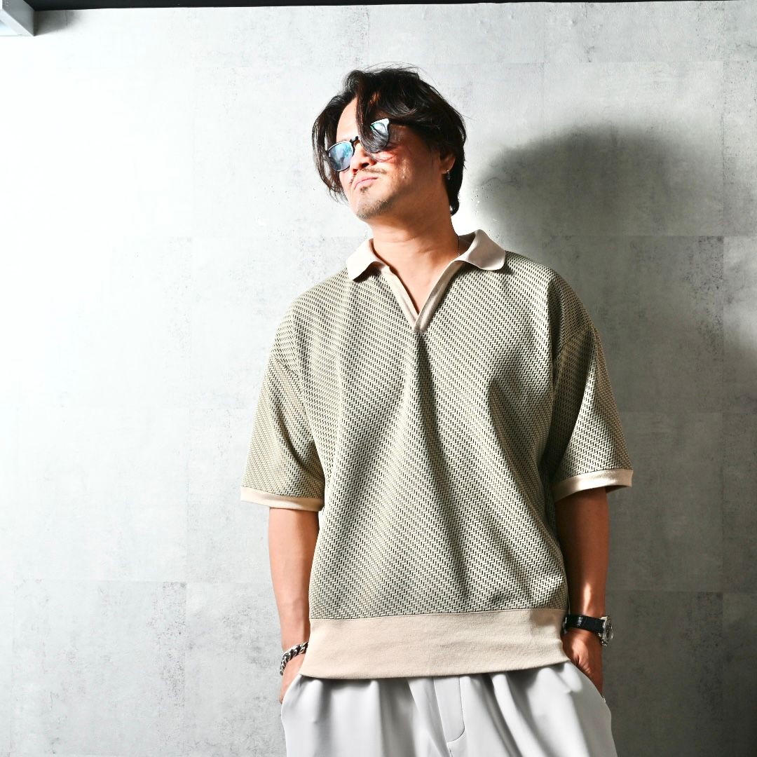 BLISTER POLO / DP1-T-005 / ブリスターニットスキッパーポロ / ベージュ (4月上旬入荷予定)