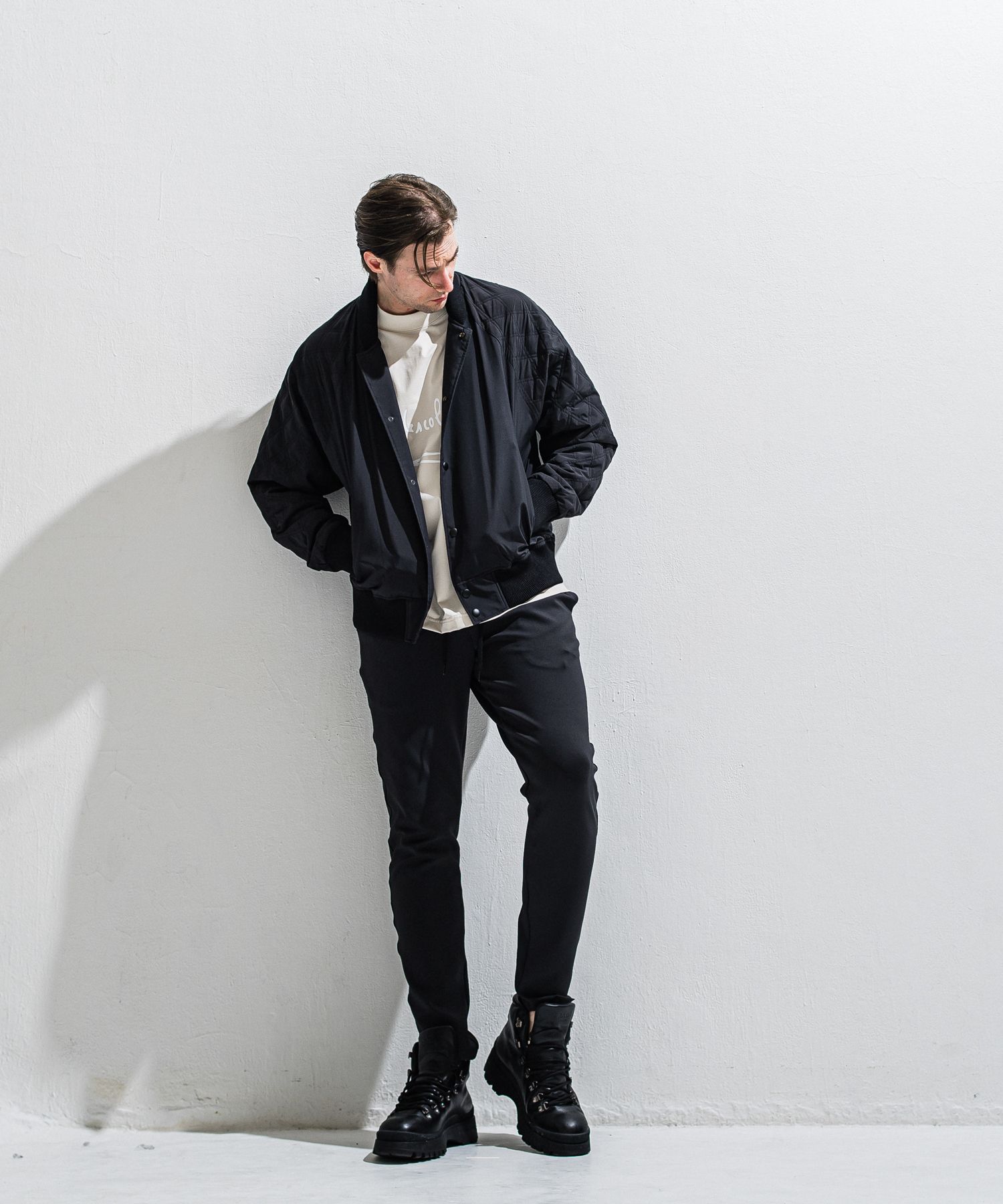 PB VARSITY JACKET / DP1-JK-001 / キルティングナイロンスタジャン / ブラック (2月中旬入荷予定)