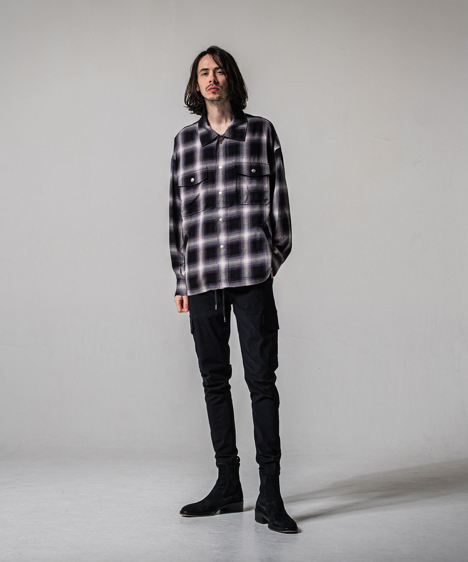 50S CHECK JK / RC39-JK-007C / チェックシャツジャケット / ブラック (2月中旬入荷予定)