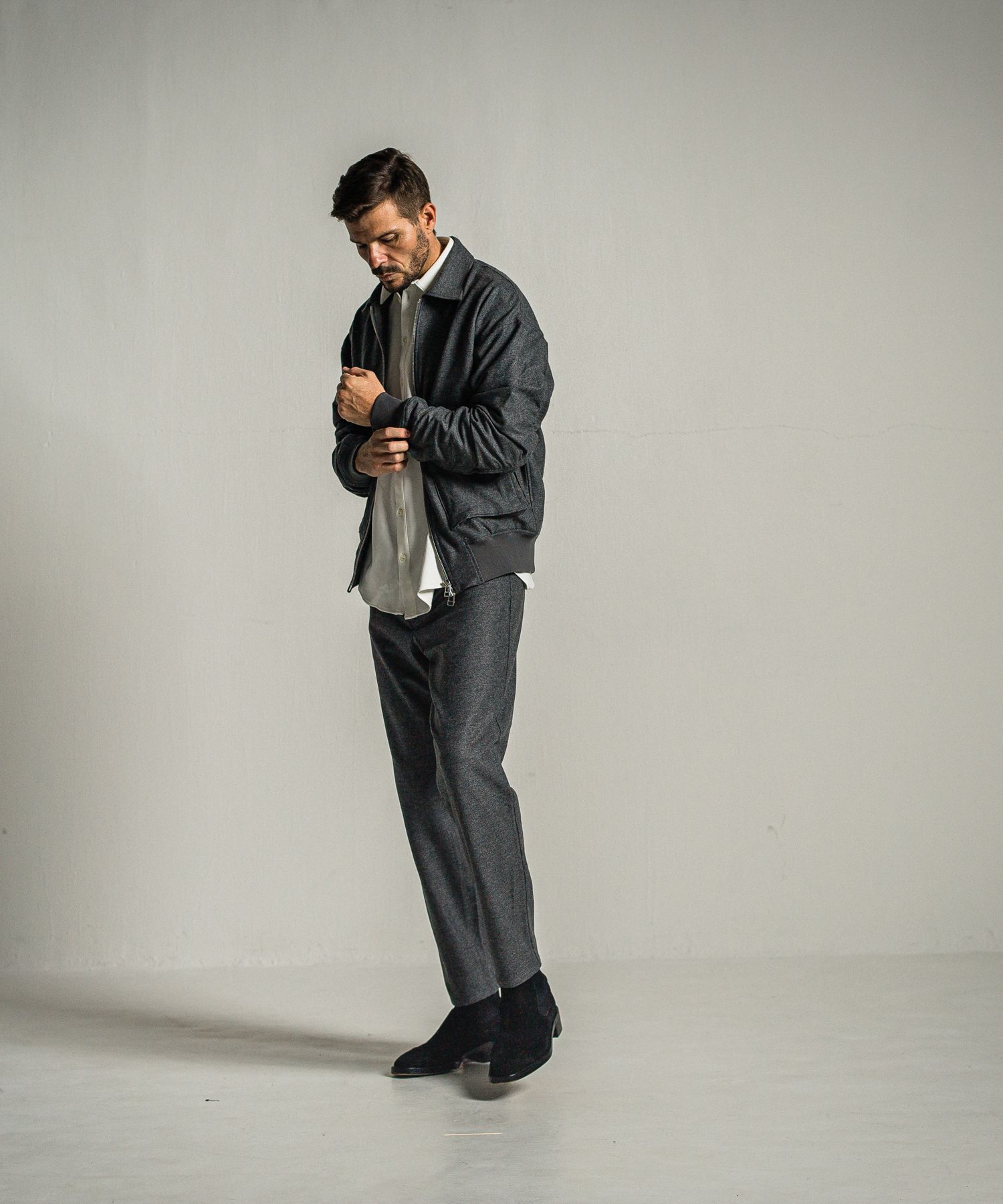 PAT WIDE EASY PANTS / RC34-ST-036 / ワイドテーパードパンツ / グレー