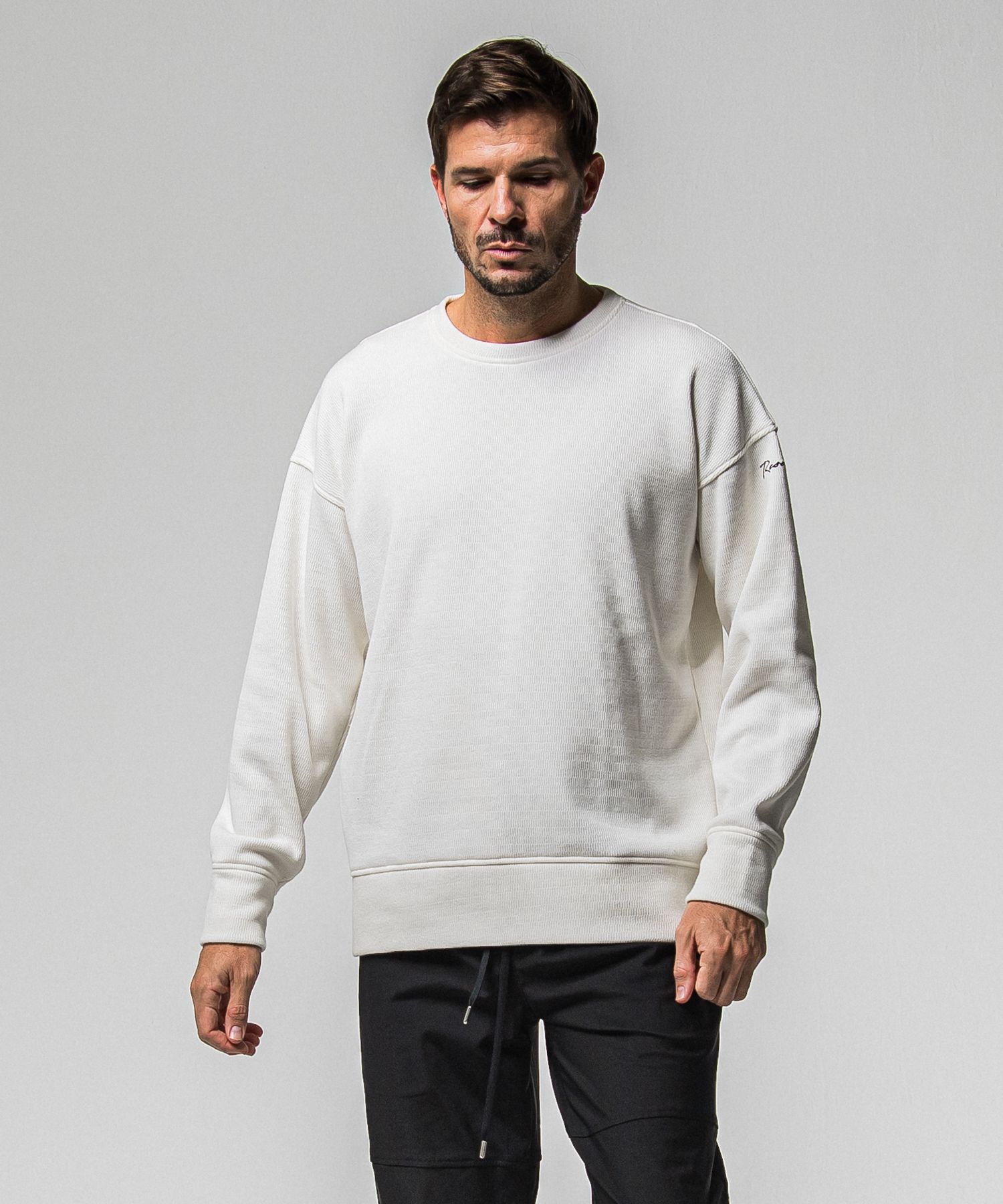 VELOURS FLEECE THERMAL LOOSE TRAINER / RC38-C-002 / 裏起毛サーマルトレーナー / ホワイト (10月中旬入荷予定)