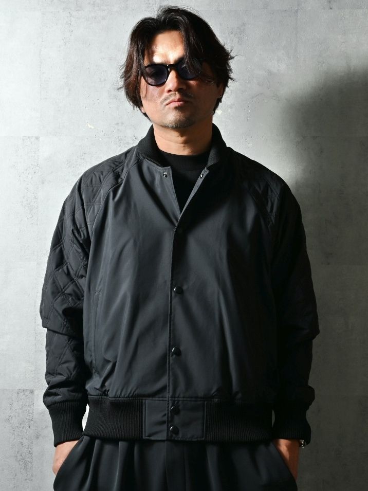 PB VARSITY JACKET / DP1-JK-001 / キルティングナイロンスタジャン / ブラック (2月中旬入荷予定)