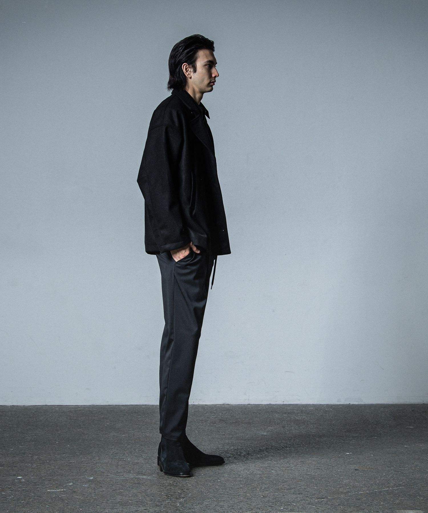 PAT WIDE EASY PANTS / RC33-ST-036BN / ワイドテーパードパンツ / ブラック