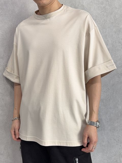 ダブルシルケットロールアップボックスTシャツ / ust-26070 / ベージュ