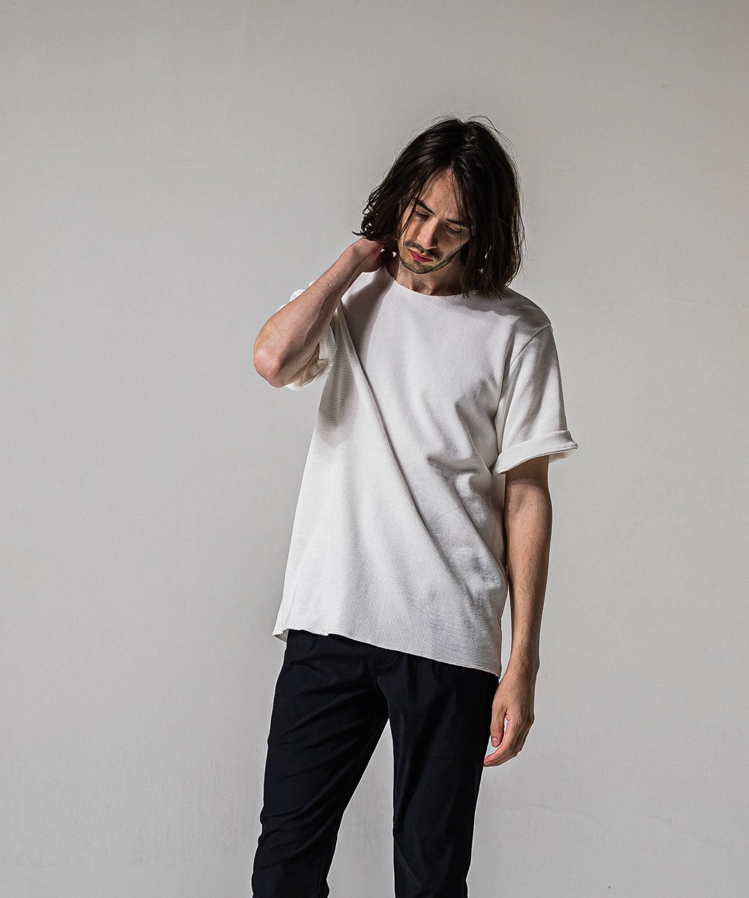 CUT OFF THERMAL TEE / RC39-T-003 / サーマルロールアップTシャツ / ホワイト (3月中旬入荷予定)