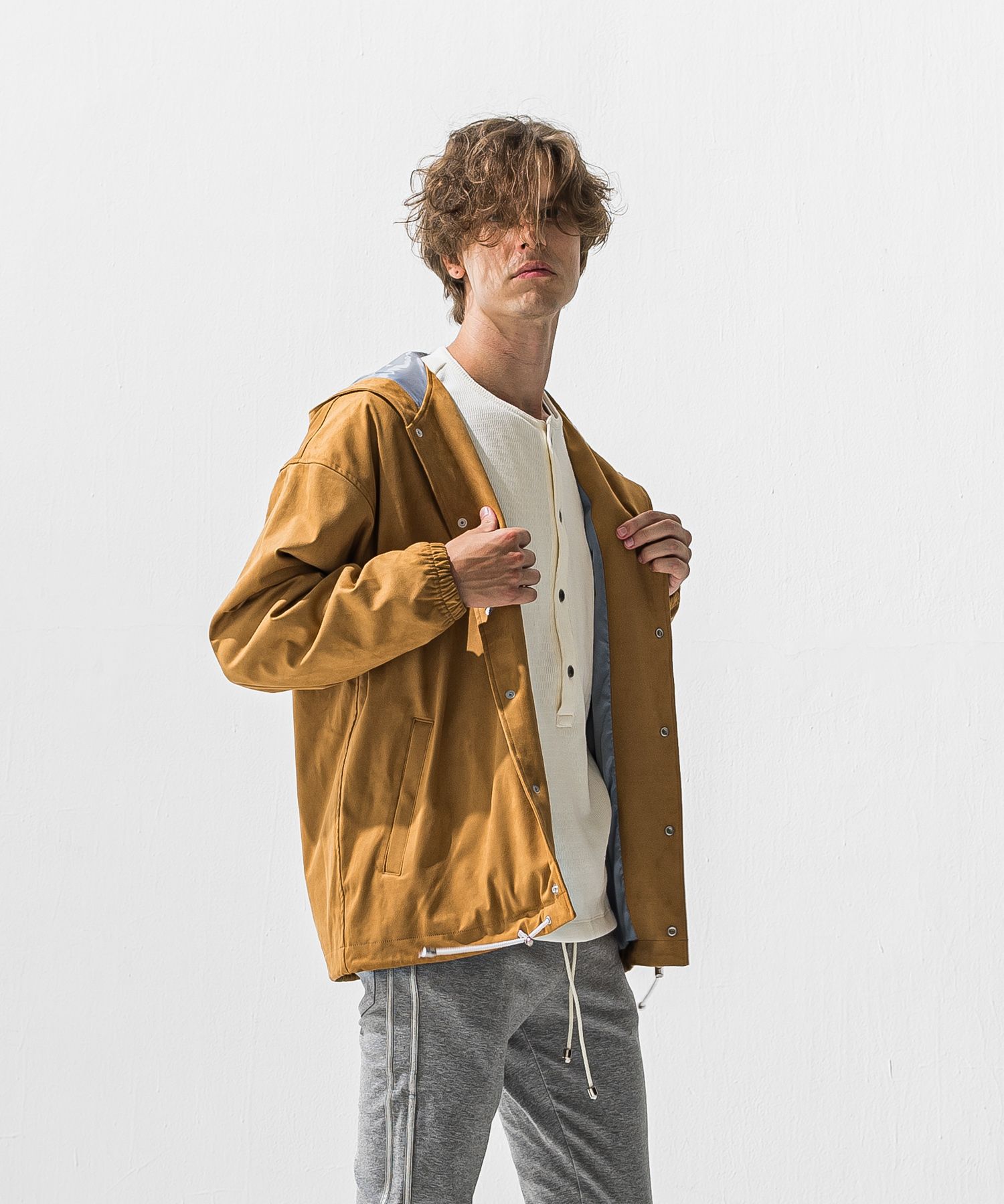 SUEDE COACH HOODIE / RC42-JK-003 / スエードコーチパーカー / ベージュ (12月中旬入荷予定)