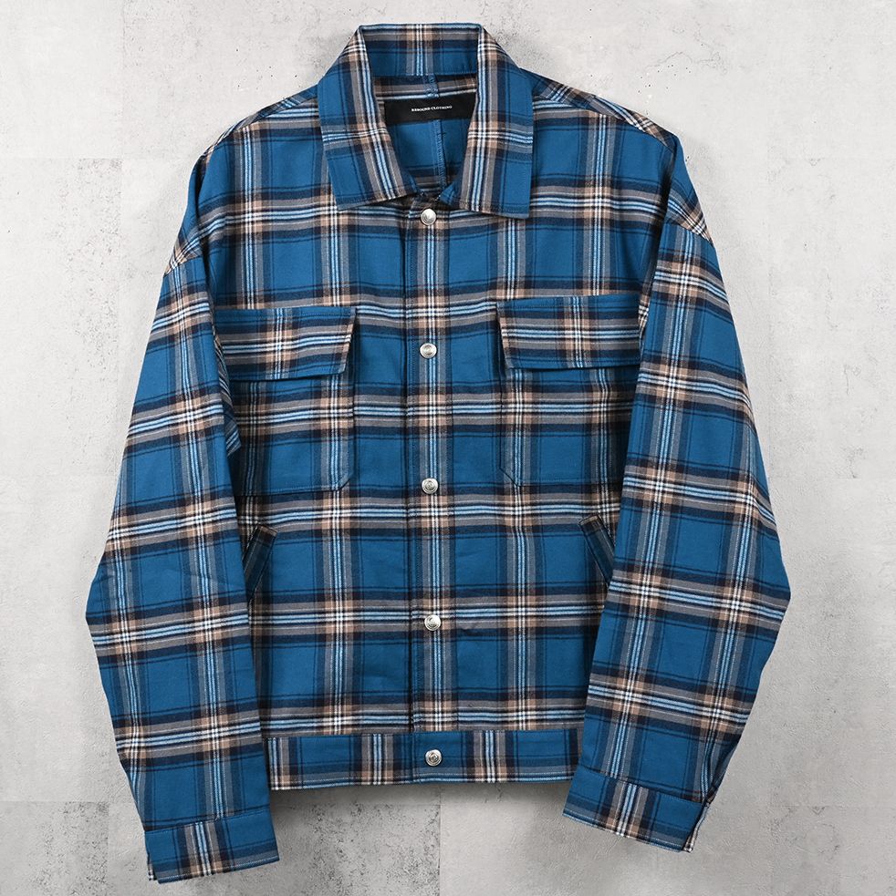 CHECK SHIRT JACKET / RC41-SH-003 / チェックシャツジャケット / ブルー (8月下旬入荷予定)