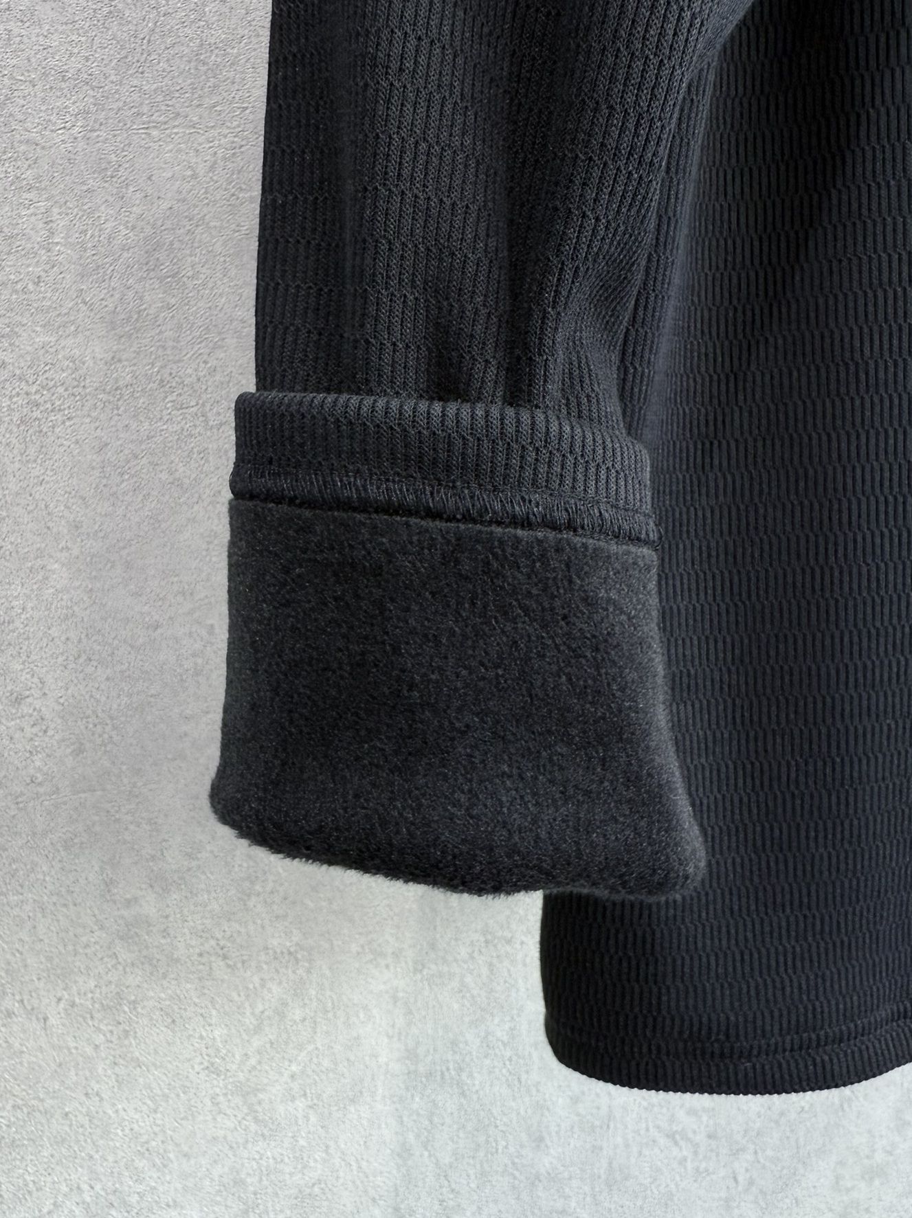 VELOURS FLEECE THERMAL HENRY / RC38-C-003 / 裏起毛サーマルヘンリーネックロングTシャツ / ブラック