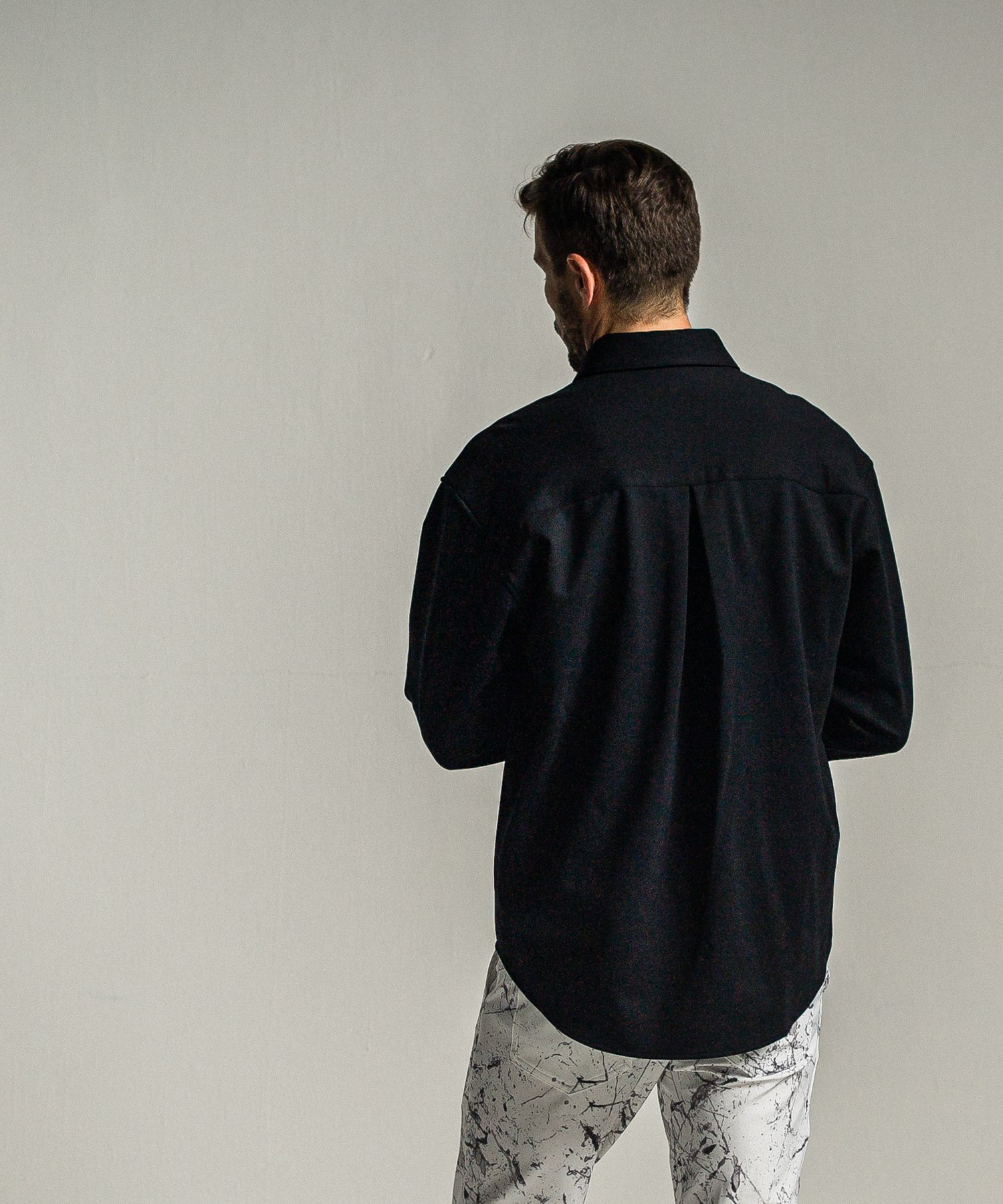 JERSEY JACK SHIRT / RC34-SH-001 / 裏起毛オーバーサイズシャツ / ブラック