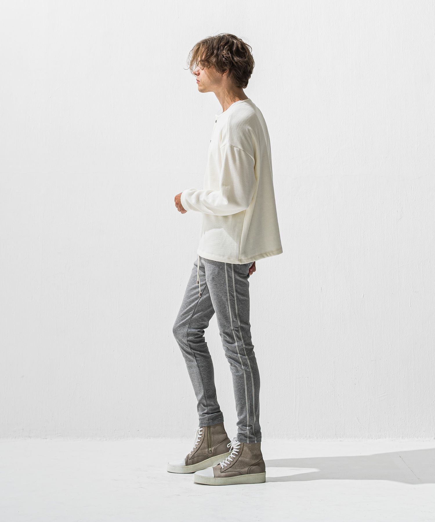 OVER HENRY VELOURS FLEECE THERMAL / RC42-C-004 / 裏起毛オーバーサイズヘンリーネックサーマル / ホワイト (10月下旬入荷予定)
