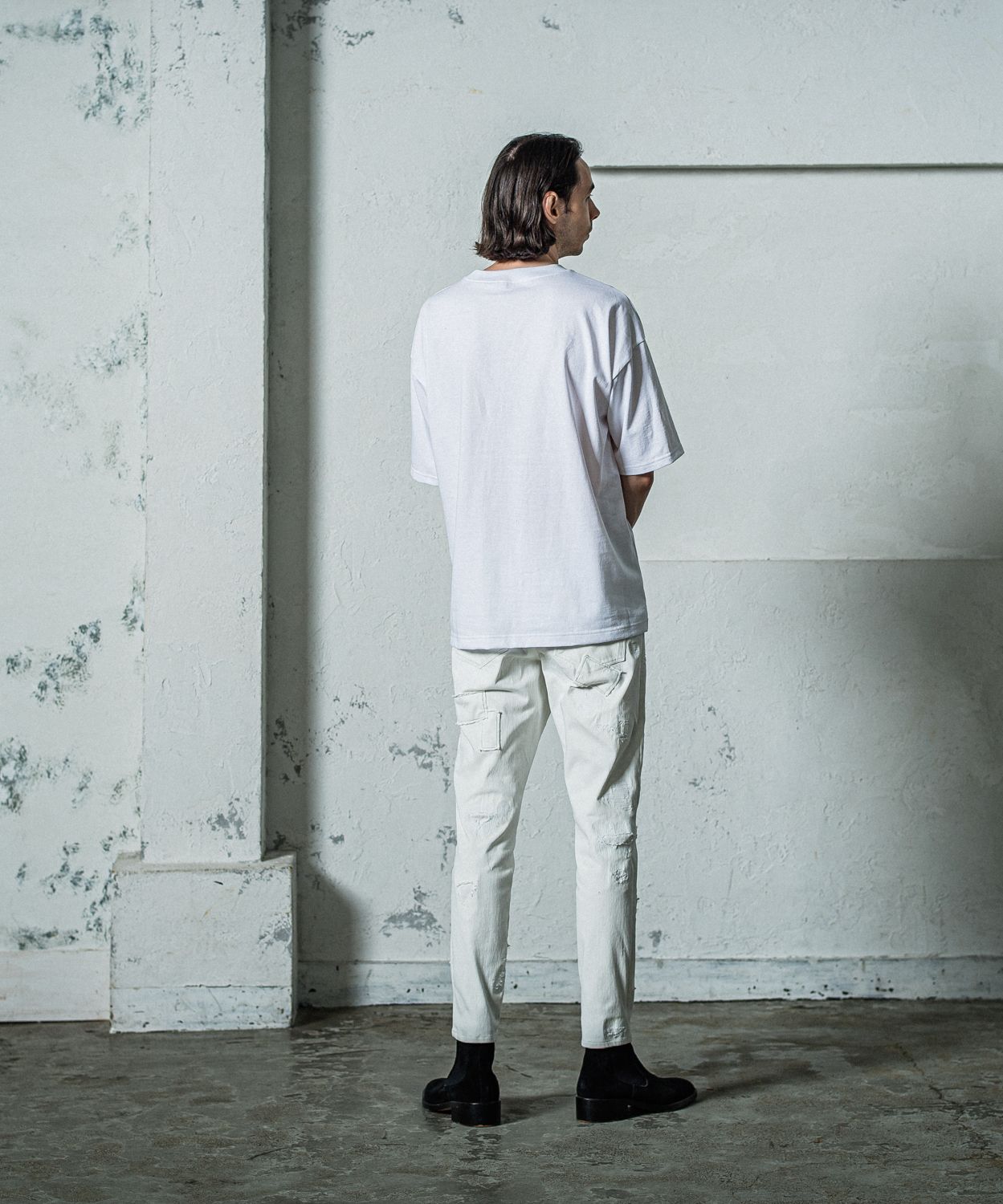 MICK DENIM JERSEY / RC35-ST-020 / デニムジャージテーパードパンツ / ホワイトリメイク