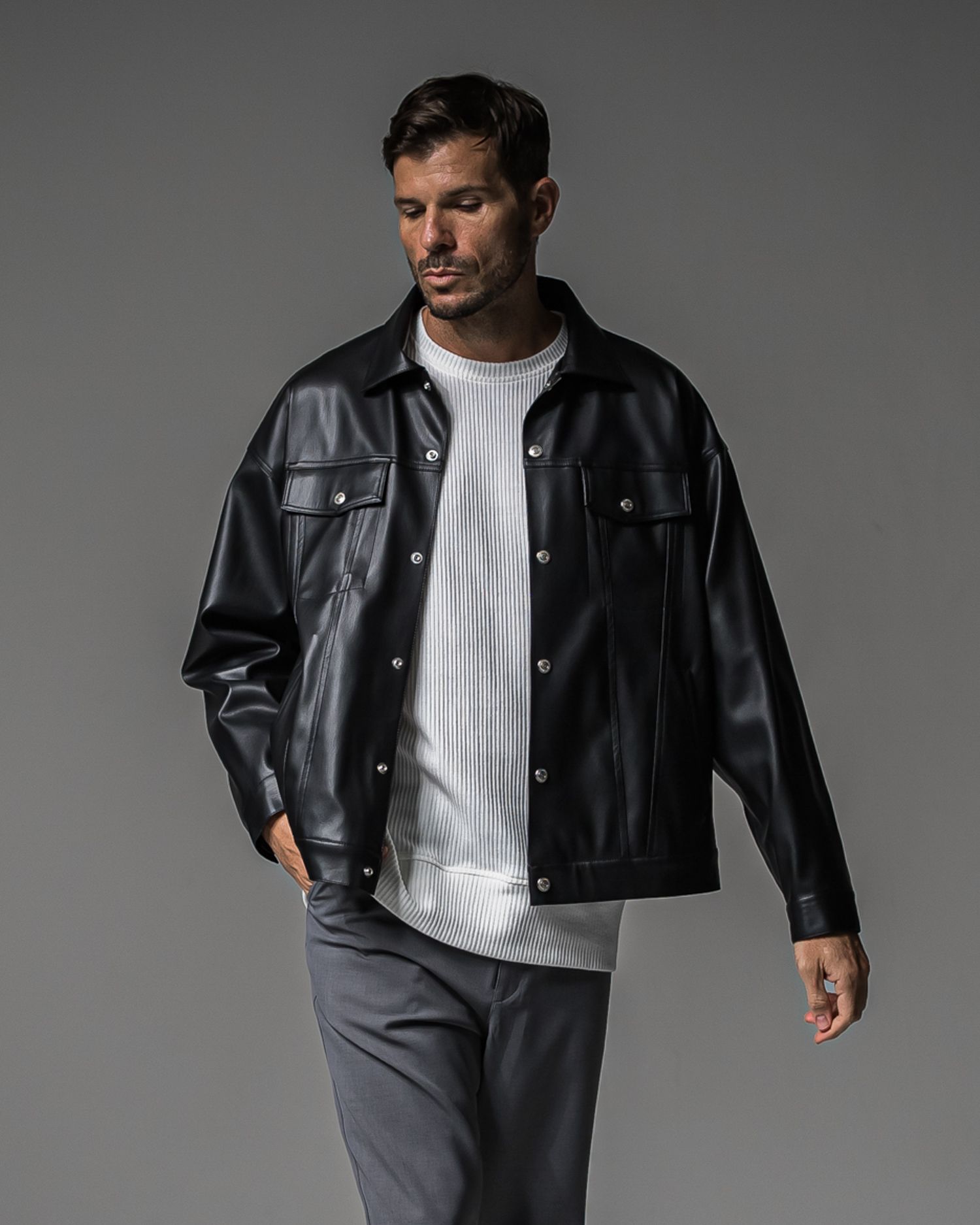 LEATHER OVER 3RD G / RC37-JK-006 / エコレザー3RD型Gジャン / ブラック (9月下旬入荷予定)