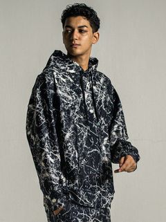 PAINT LOOSE HOODIE / RC34-C-008 / ペイント柄ルーズパーカー / ブラック