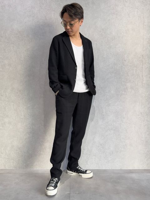 品のある滑らか素材のミリタリージャージセットアップ