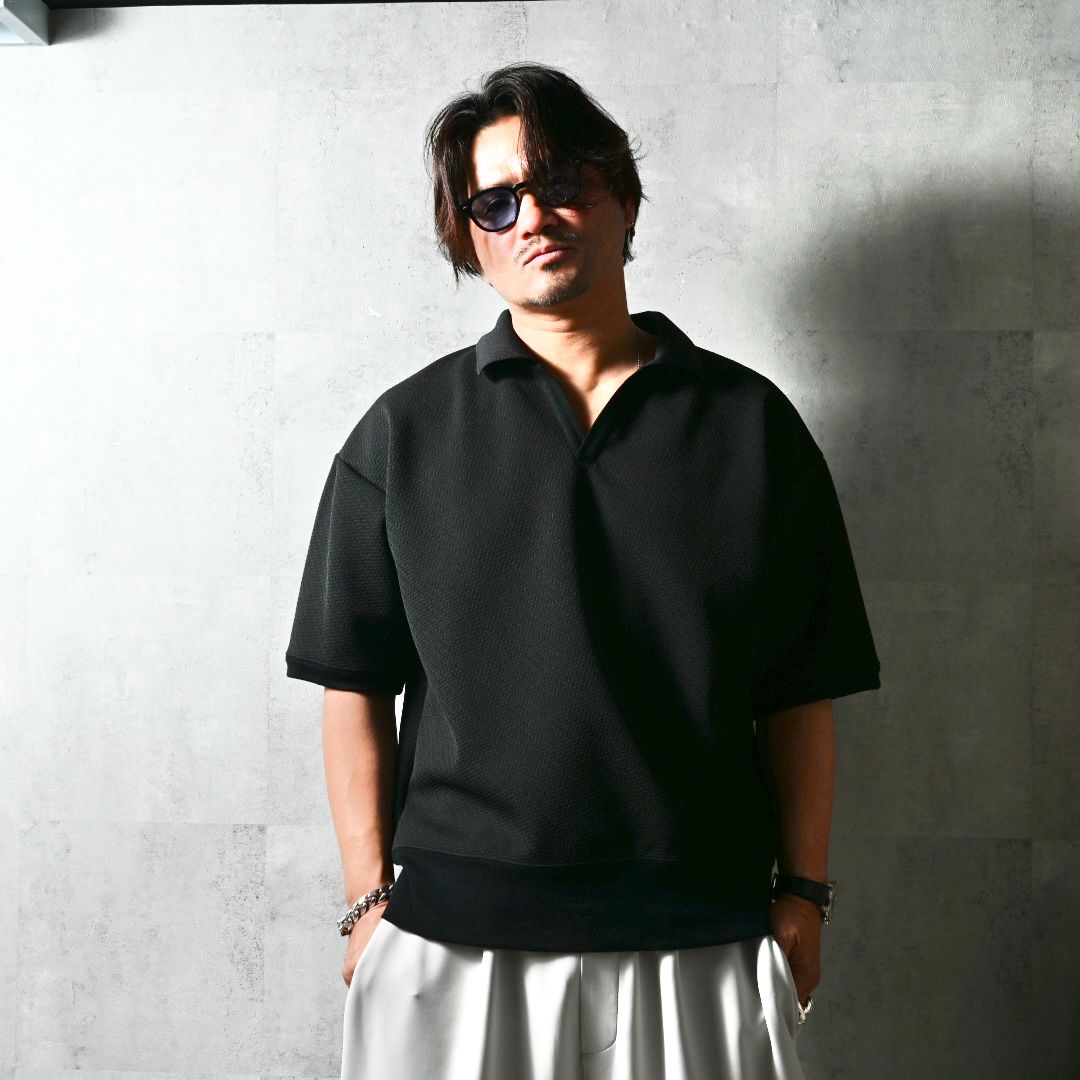 BLISTER POLO / DP1-T-005 / ブリスターニットスキッパーポロ / ブラック (4月上旬入荷予定)