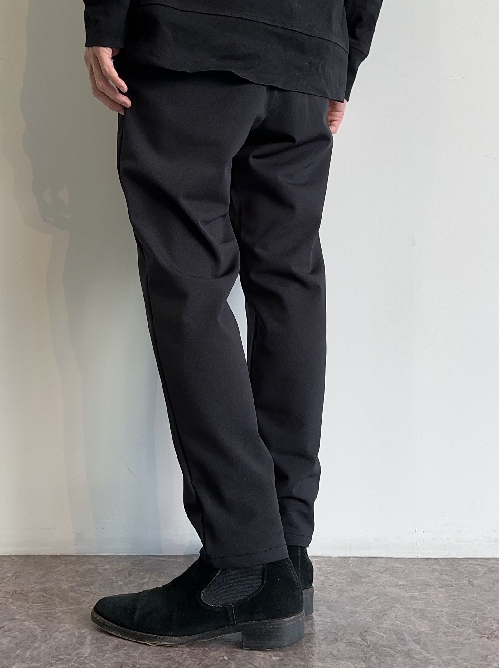PAT WIDE EASY PANTS / RC30-ST-036H / ベルト付き裏起毛テーパードワイドパンツ / ブラック