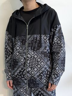 PAISELY RUSH OVER ZIPUP HOODIE / RC32-C-001 / ラッシュガードパーカー / バンダナブラック