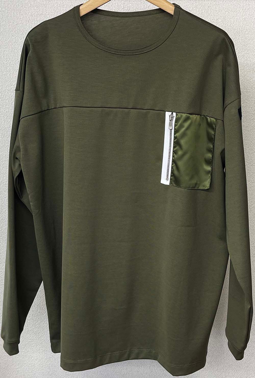NYLON POCKET LOOSE LONG SLEEVE / RC25-T-002 / ナイロンポケットビッグロングTシャツ / カーキ