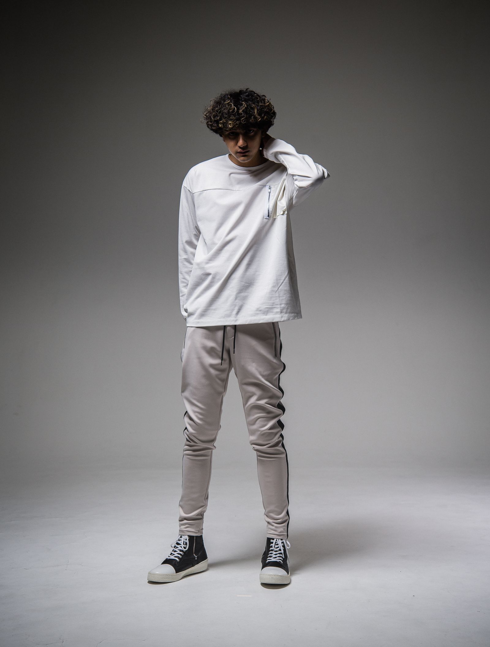 NYLON POCKET LOOSE LONG SLEEVE / RC25-T-002 / ナイロンポケットビッグロングTシャツ / ホワイト※