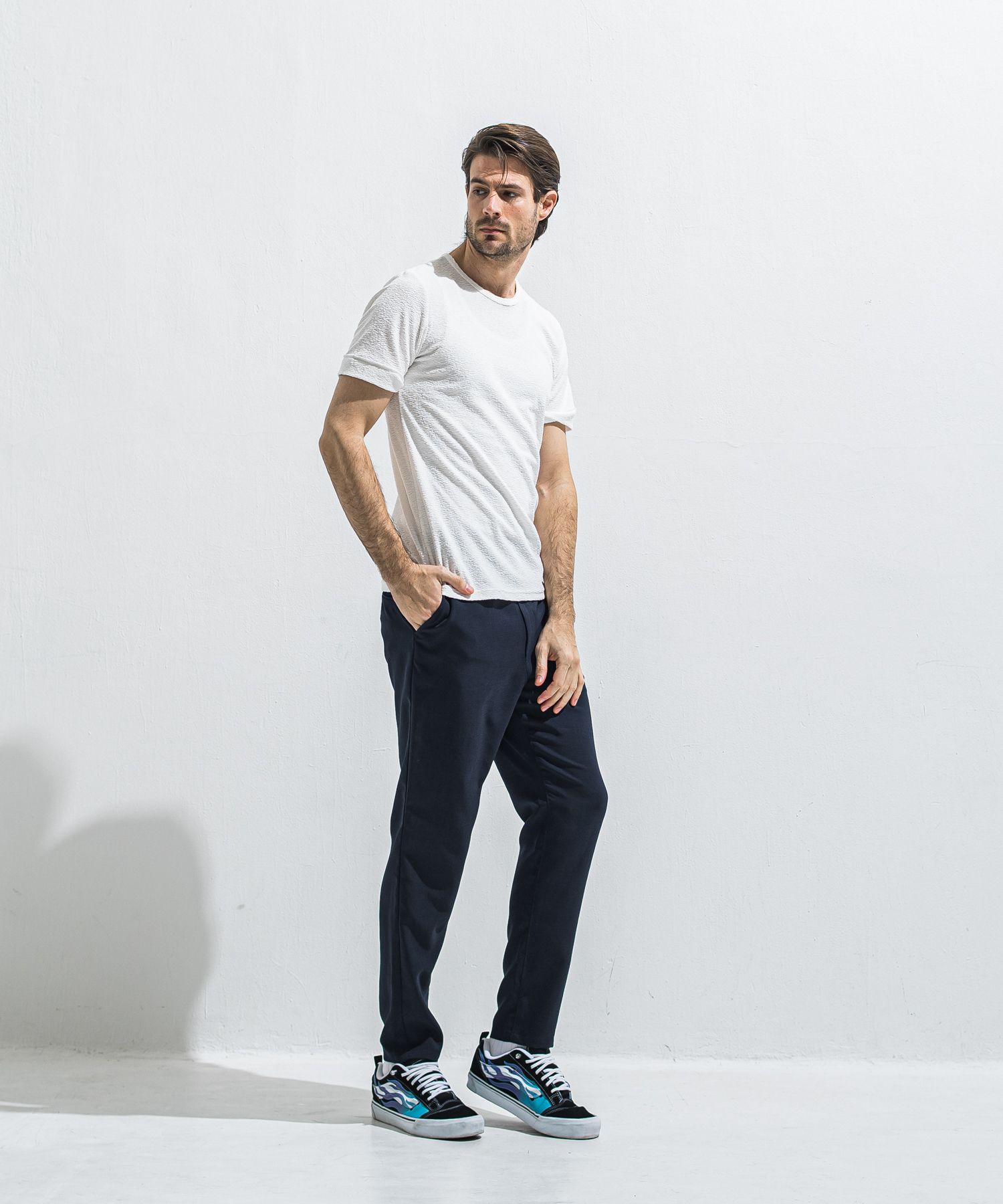 PAT WIDE EASY PANTS / RC40-ST-036BN / ワイドテーパードパンツ / ツイルネイビー (4月中旬入荷予定)