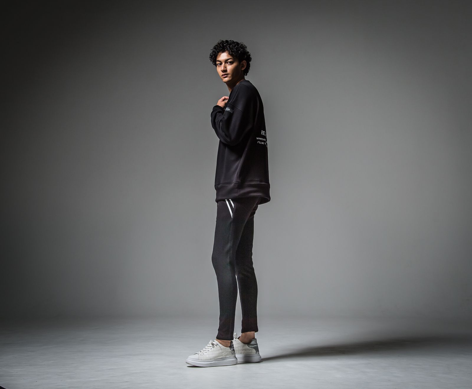 VELOURS FLEECE EDGE PT / RC30-ST-014H / 裏起毛エッジラインパンツ / ブラック