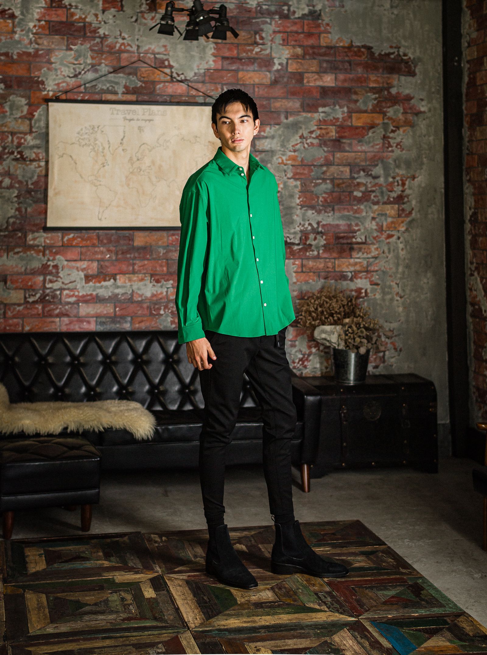 PAT TIGHT EASY PANTS / RC31-ST-037 / ベルト付きイージーパンツ / ブラック