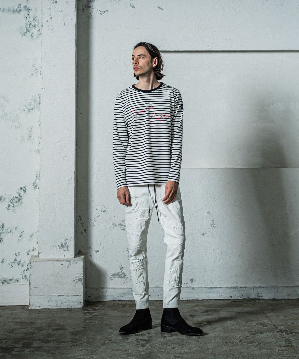 MICK DENIM JERSEY / RC35-ST-020 / デニムジャージテーパードパンツ / ホワイトリメイク