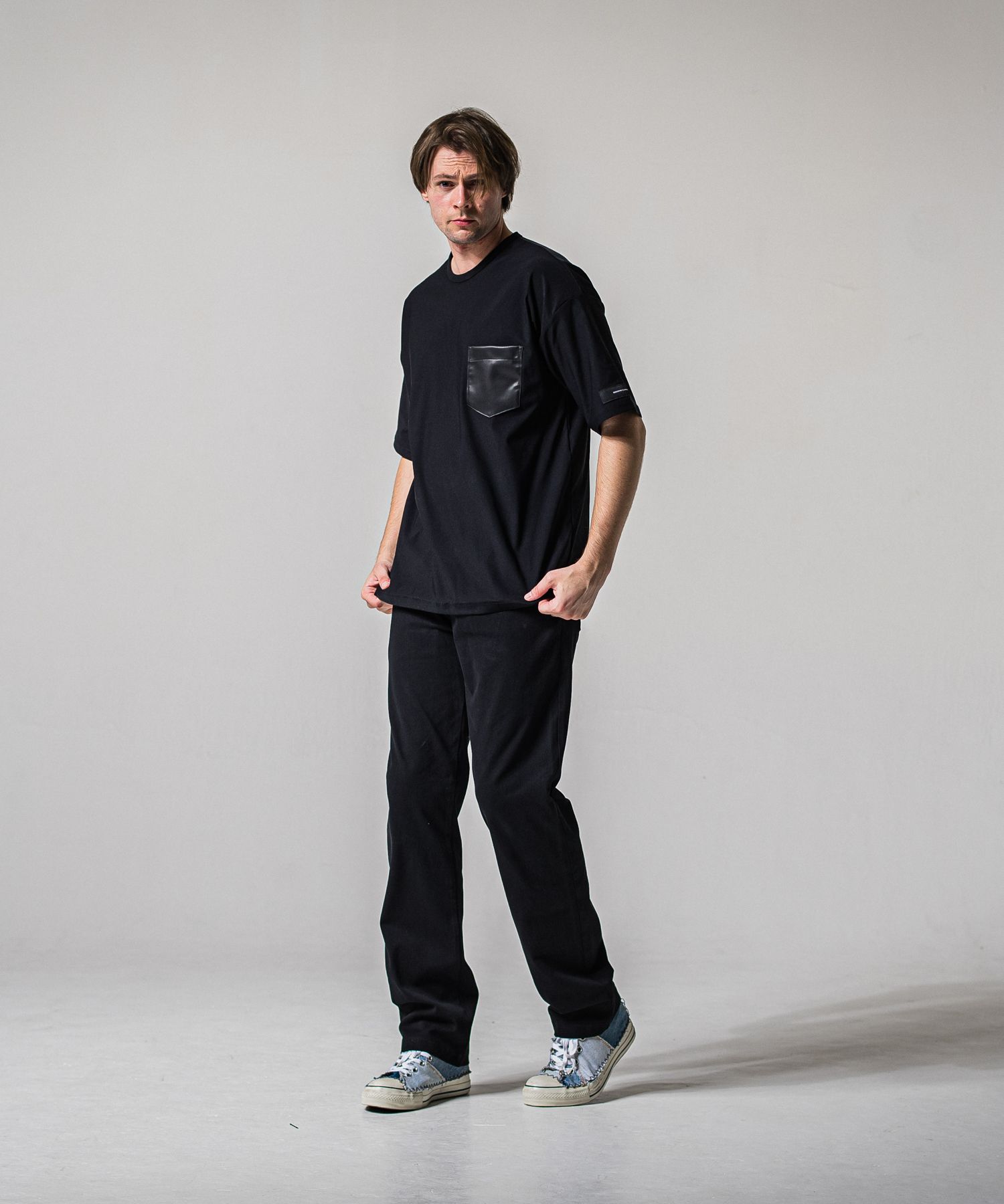 DENIM JERSEY WIDE PT / RC39-ST-016WTD / ライトオンスデニムジャージ ワイドパンツ / ブラック (1月下旬入荷予定)