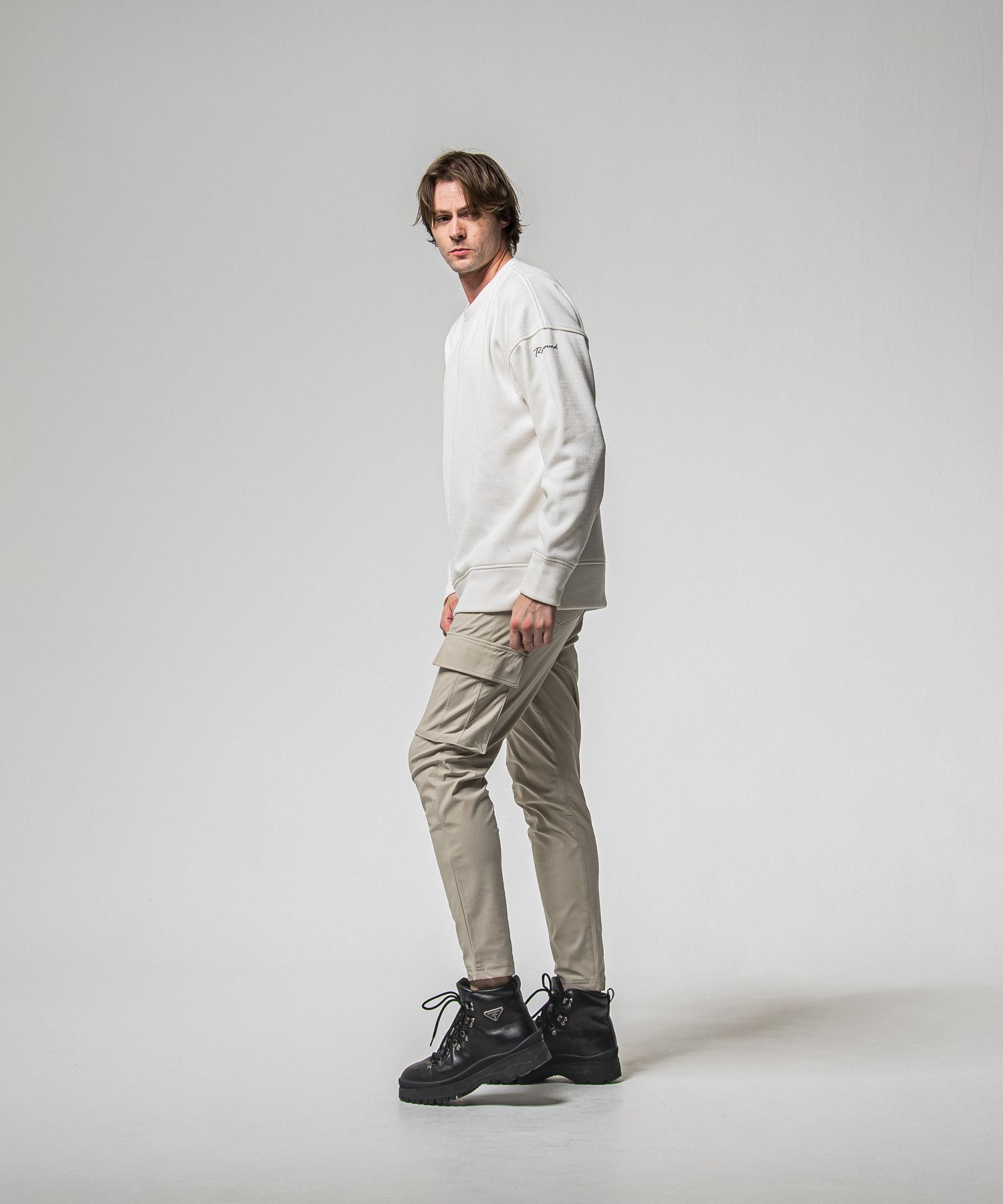 VELOURS FLEECE THERMAL LOOSE TRAINER / RC38-C-002 / 裏起毛サーマルトレーナー / ホワイト (10月中旬入荷予定)