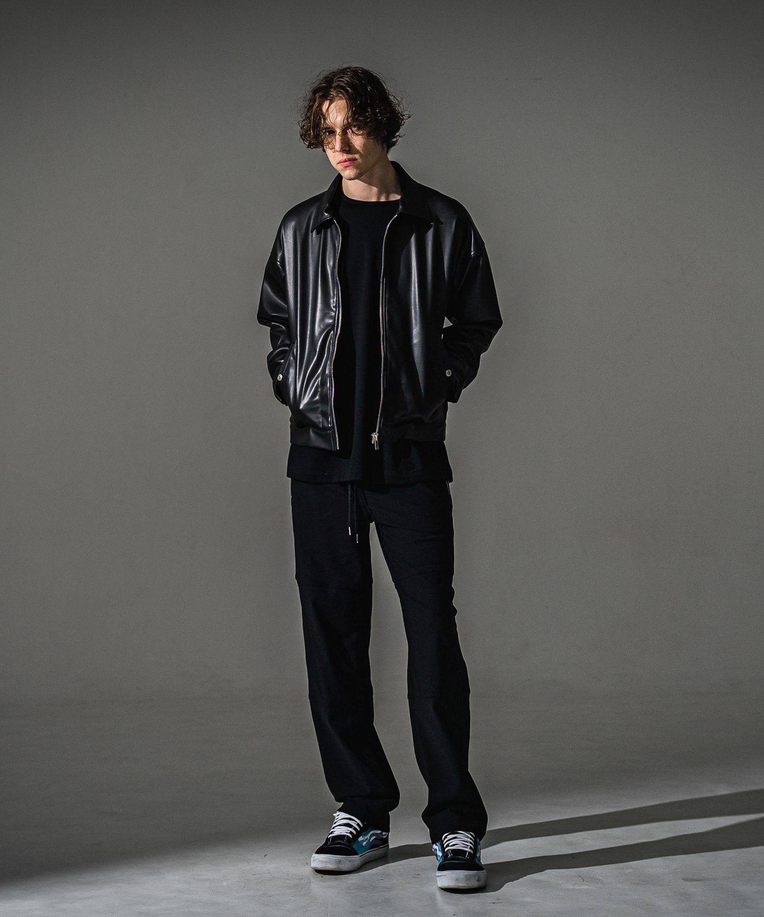 JOHNSON LINE WIDE PT / BASIC-ST-009WT / ジョンソンラインセミワイドタックパンツ / ブラック×ホワイト (7月下旬入荷予定)