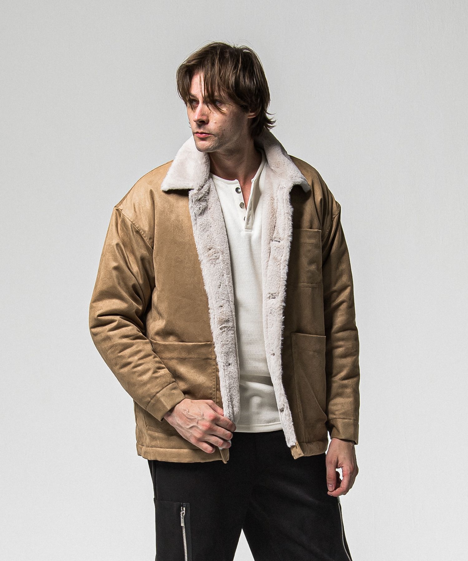SUEDE FUR CAVER ALL / RC38-JK-003 / スエードファーカバーオール / ブラウン (11月中旬入荷予定)