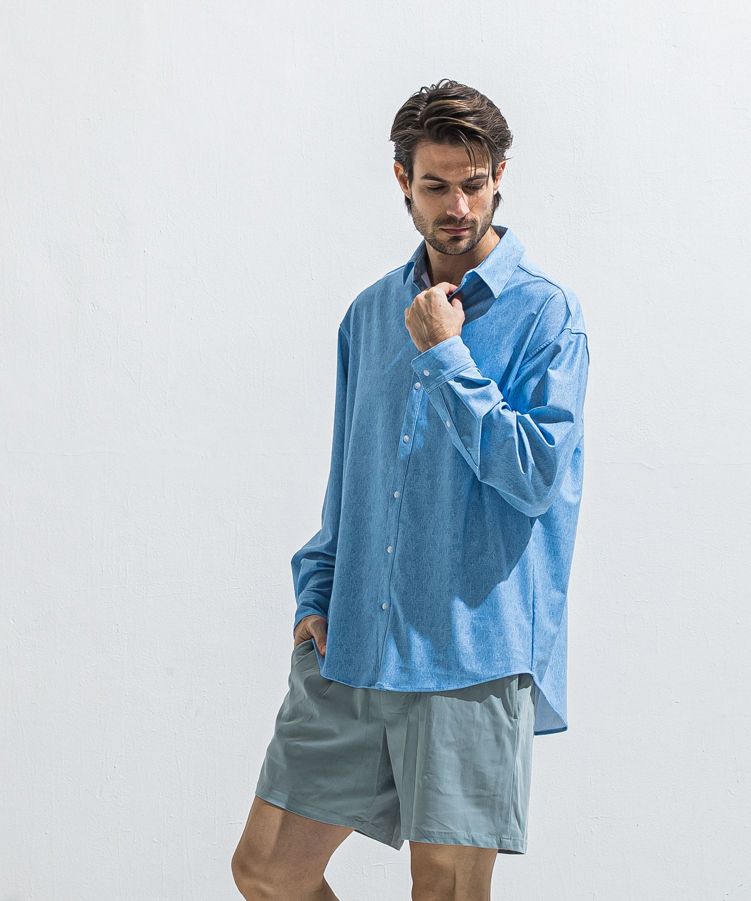 RUSH JACK SHIRTS / RC40-SH-001 / オーバーサイズラッシュガードシャツ / ライトインディゴ (5月中旬入荷予定)