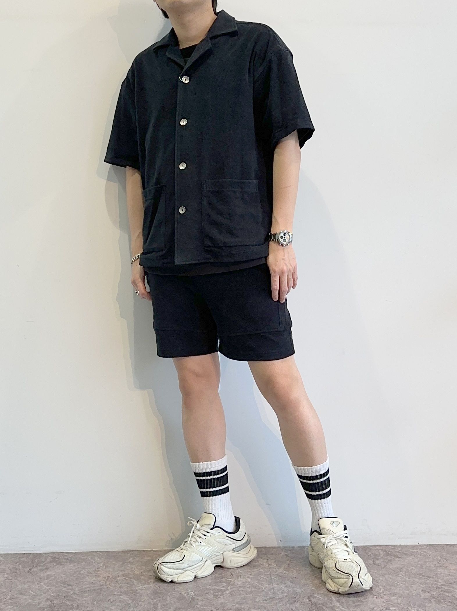 PILE BEACH SHIRTS / RC32-SH-002 / パイル半袖シャツ / ブラック
