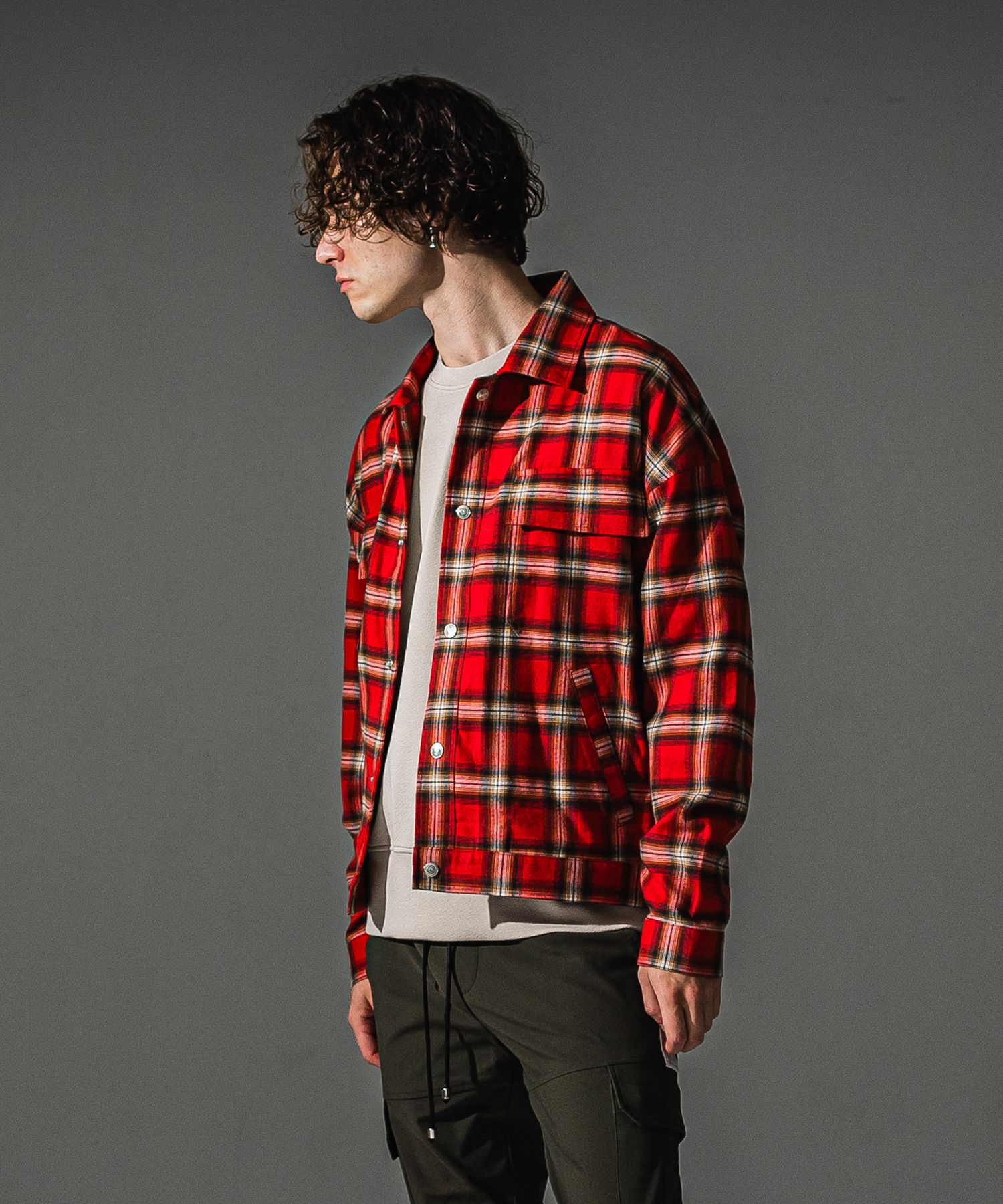 CHECK SHIRT JACKET / RC41-SH-003 / チェックシャツジャケット / レッド (8月下旬入荷予定)