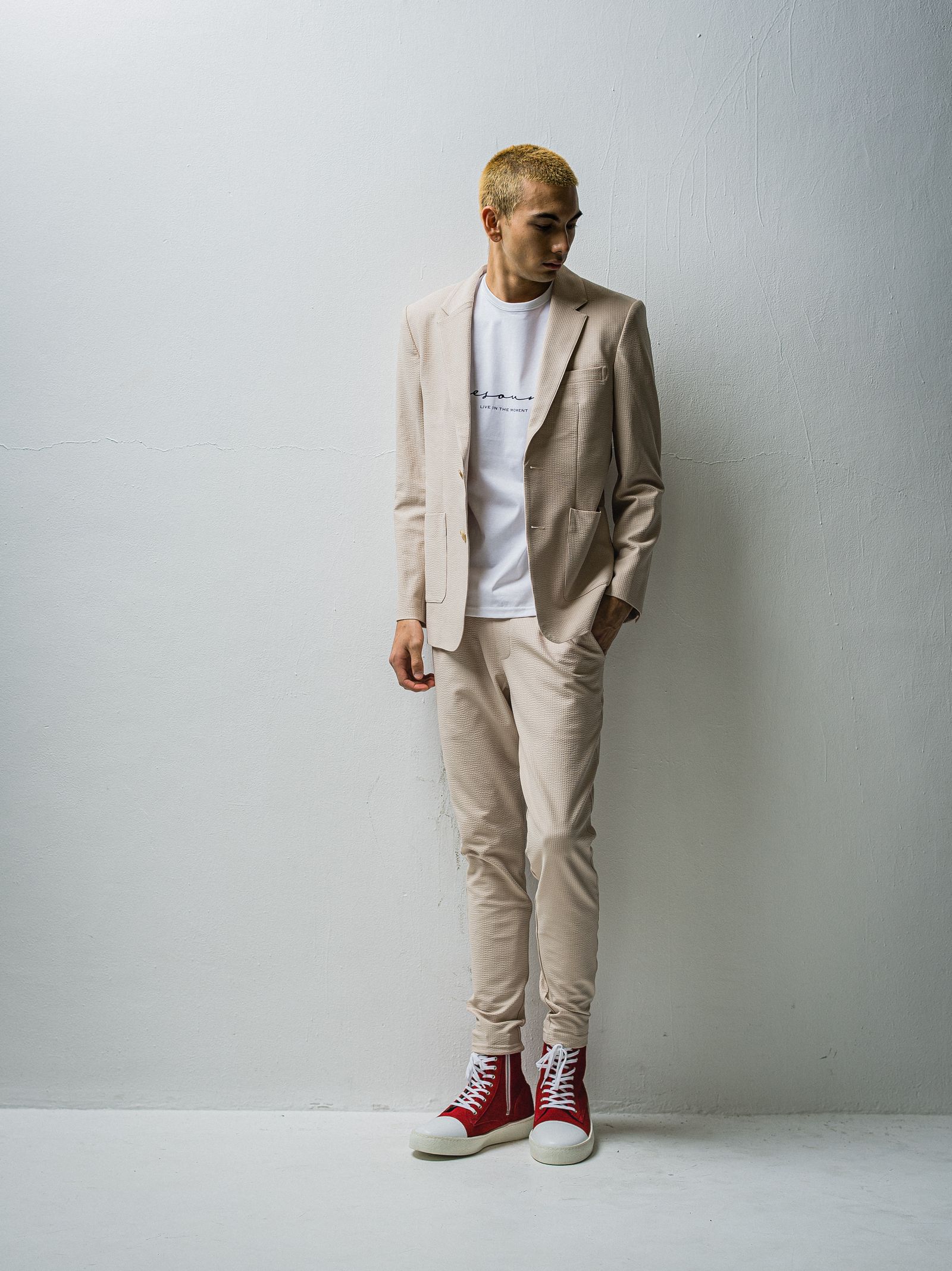 CHRIS EASY TUCK PANTS / RC27-ST-016T / シアサッカーイージータックパンツ / ベージュ