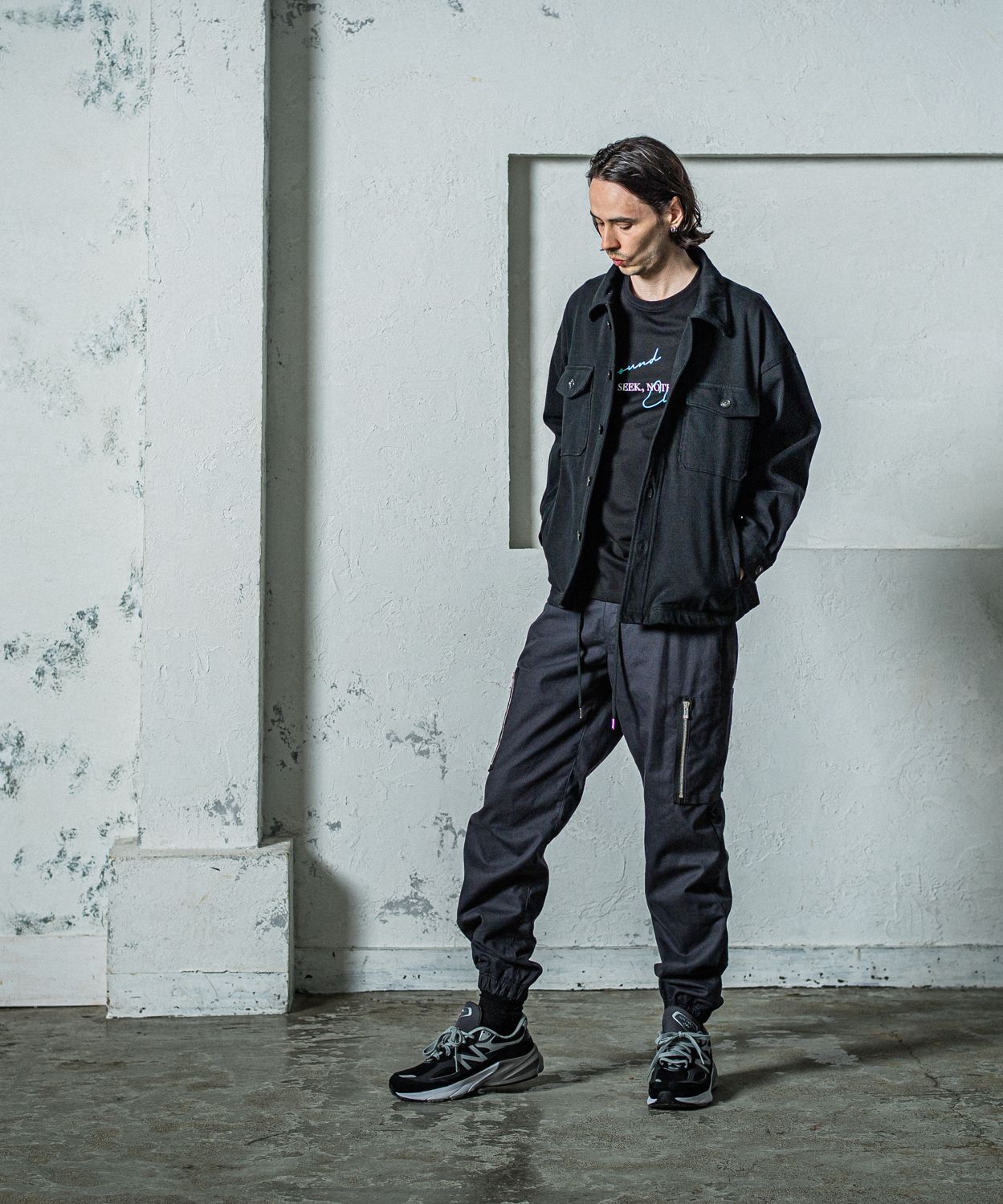 DAVID CARGO PANTS / RC35-ST-040 / ミリタリー裾ゴムカーゴパンツ / ブラック